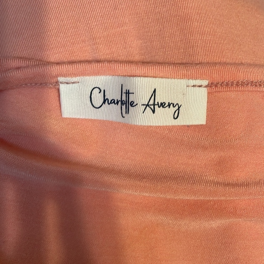 Charlotte Avery womens dress Large peach tiered mini stretch solid short sleeve - Picture 6 of 7